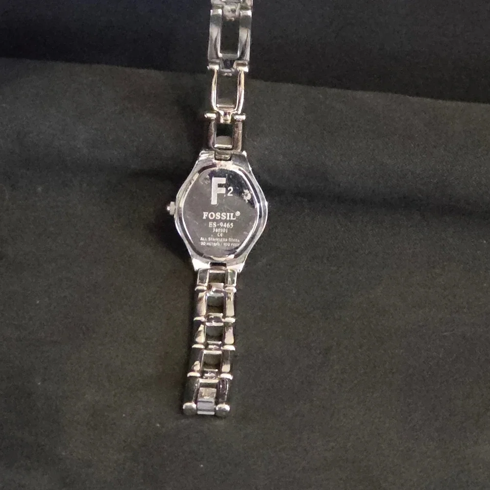 Fossil F2 Watch Women‎ OS Silver Pink Dial ES-9465 Stainless Steel Jewelry